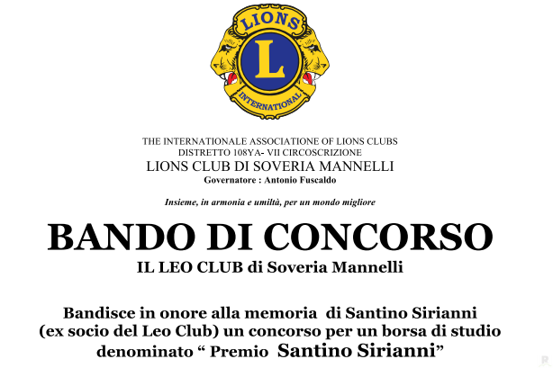 Lions Club bando concorso Santino Sirianni