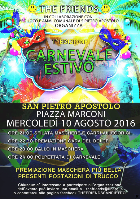 Carnevale estivo San Pietro Apostolo maifesto